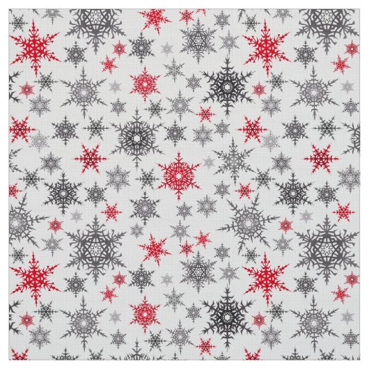 クリスマス，赤，白，雪片，冬 ファブリック (見本)