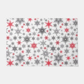 クリスマス，赤，白，雪片，冬，新年 ドアマット (正面)