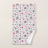 クリスマス,赤,白,雪片,冬,新年 バスタオルセット (ハンドタオル)