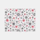 クリスマス，赤，白，雪片，冬，新年 フリースブランケット (正面(横))