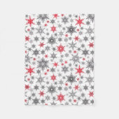 クリスマス，赤，白，雪片，冬，新年 フリースブランケット (正面)