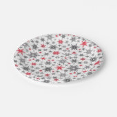 クリスマス，赤，白，雪片，冬，新年 ペーパープレート (アングル)