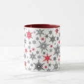 クリスマス，赤，白，雪片，冬，新年 マグカップ (中央)