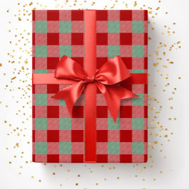 クリスマス 赤 緑 バッファロー プラッド 柄 ラッピングペーパー