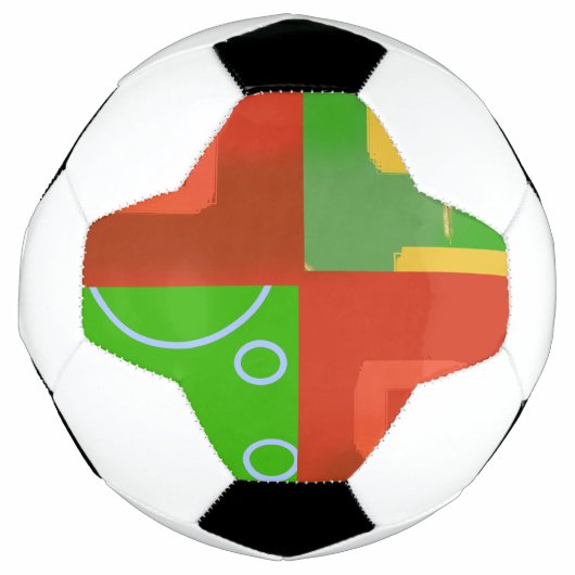 クリスマス 赤 緑 幾何学模様 サッカーボール (正面)
