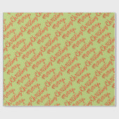 クリスマス　赤　緑　手書き　カリグラフィー ラッピングペーパー (フラット)