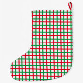 クリスマス 赤 緑 白 スクエア柄 ホリデー ラージクリスマスストッキング (裏面)