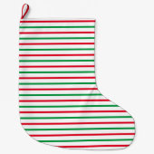 クリスマス 赤 緑 白 ストライプ 柄 ラージクリスマスストッキング (正面)