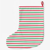 クリスマス 赤 緑 白 ストライプ 柄 ラージクリスマスストッキング (裏面)