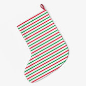 クリスマス 赤 緑 白 ストライプ 柄 ラージクリスマスストッキング (裏面 (吊り時))