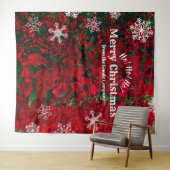 クリスマス 赤 緑 雪の結晶 | パーティーの背景 タペストリー (インサイチュ(横))