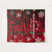 クリスマス 赤 緑 雪の結晶 | パーティーの背景 タペストリー (正面(横))