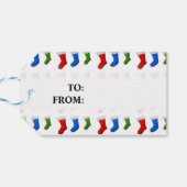 クリスマス；赤、青、緑のクリスマスストッキング ギフトタグ (裏面横)