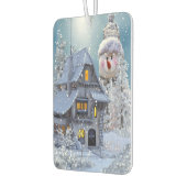 クリスマス 車の装飾 冬 白い雪だるま 青 カーエアーフレッシュナー (左)
