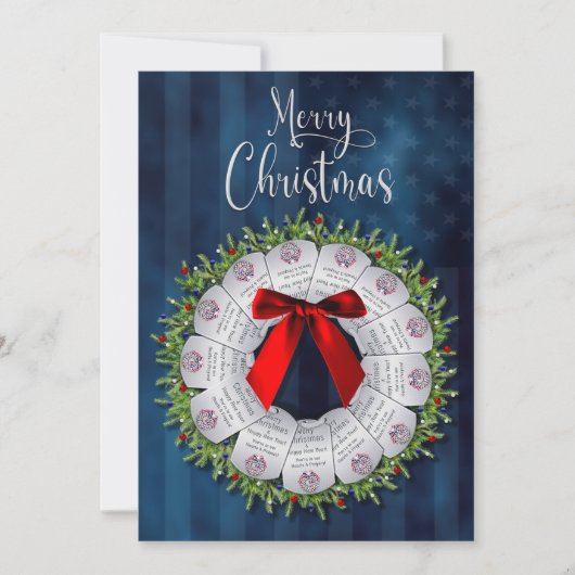 クリスマス 軍事用 リース 単体 両面 招待状 (正面)