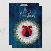 クリスマス 軍事用 リース 単体 両面 招待状 (正面/裏面)