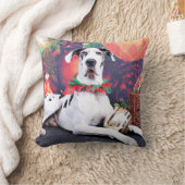 クリスマス-道化師のグレートデーン-男爵 クッション (ブランケット)