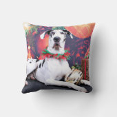 クリスマス-道化師のグレートデーン-男爵 クッション (裏面)