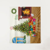 クリスマス 部屋 ホリデー 写真 背景 タペストリー (正面)