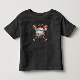クリスマス 野球 サンタ スポーツ Xmas 冬のイベント トドラーTシャツ