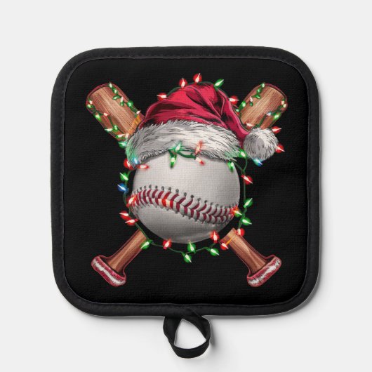 クリスマス 野球 サンタ スポーツ Xmas 冬のイベント 鍋敷き (正面)