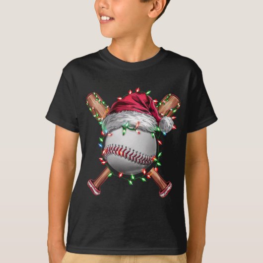 クリスマス 野球 サンタ スポーツ Xmas 冬のイベント Tシャツ (正面)