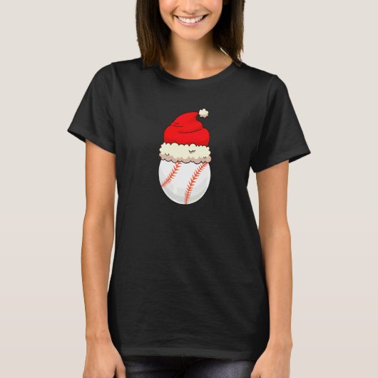 クリスマス 野球 ボール サンタ 帽子 スポーツ Xmas 少年 Tシャツ (正面)