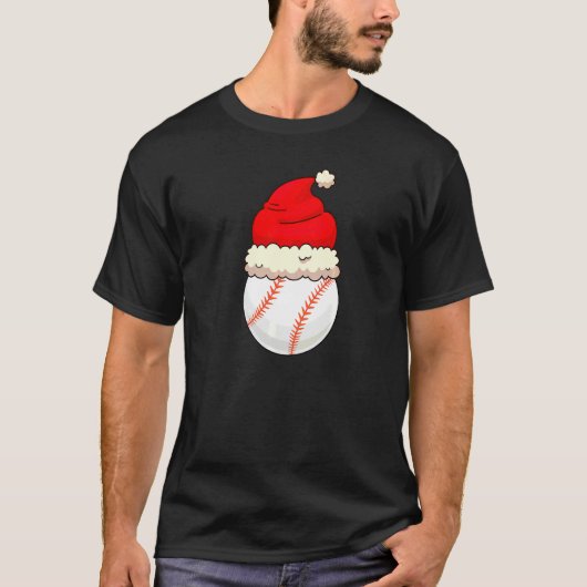クリスマス 野球 ボール サンタ 帽子 スポーツ Xmas 少年 Tシャツ (正面)