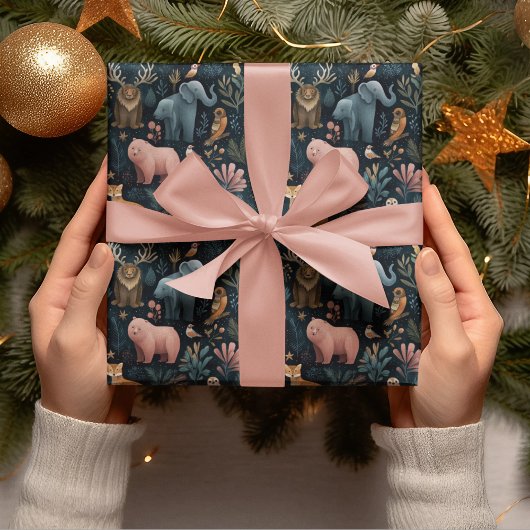 クリスマス+野生動物+ラッピングペーパー ラッピングペーパー