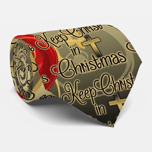 クリスマス、金ゴールドまたは赤いクリスチャンのキリストを保って下さい ネクタイ (ロール)