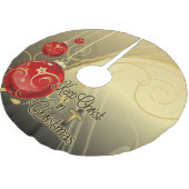 クリスマス、金ゴールドまたは赤いクリスチャンのキリストを保って下さい ブラッシュドポリエステルツリースカート (アングル)