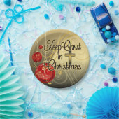 クリスマス、金ゴールドまたは赤いクリスチャンのキリストを保って下さい ペーパープレート (パーティー)