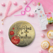 クリスマス、金ゴールドまたは赤いクリスチャンのキリストを保って下さい ペーパープレート (パーティー)