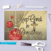 クリスマス、金ゴールドまたは赤いクリスチャンのキリストを保って下さい 薄葉紙 (クラフト)