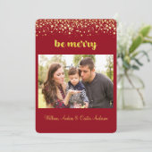 クリスマス、金ゴールド紙吹雪、カスタム写真 シーズンカード (スタンド正面)