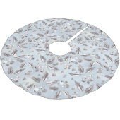 クリスマス、銀色の小枝、白、雪片、冬 ブラッシュドポリエステルツリースカート (アングル)