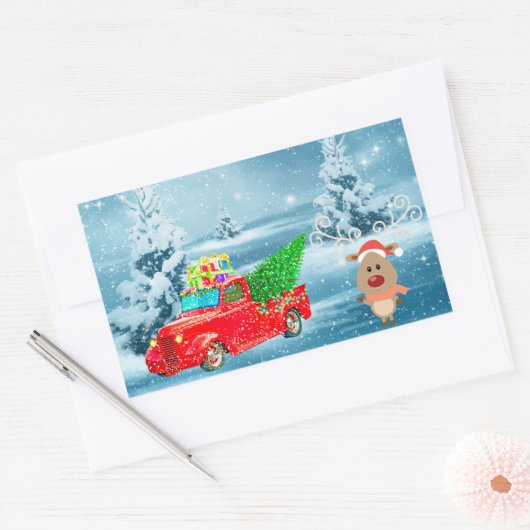 クリスマス 長方形シール (封筒)