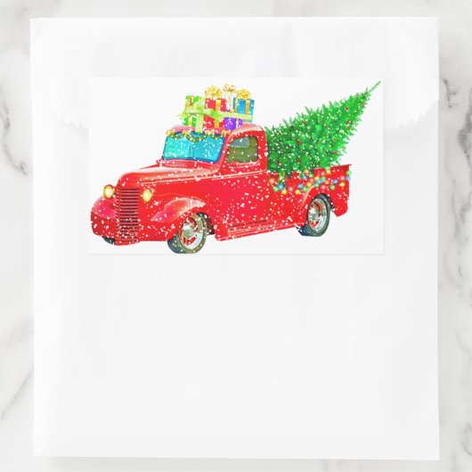 クリスマス 長方形シール (バッグ)