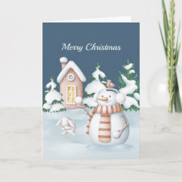 クリスマス 雪だるま うさぎ 木 雪玉 水彩画