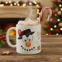 クリスマス 雪だるま オーダーメイド フタ付ホットココアマグ
