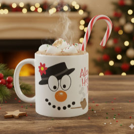 クリスマス 雪だるま オーダーメイド フタ付ホットココアマグ コーヒーマグカップ