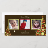 クリスマス、雪だるま、サンタツリーの写真カード シーズンカード (正面/裏面)