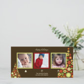 クリスマス、雪だるま、サンタツリーの写真カード シーズンカード (スタンド正面)