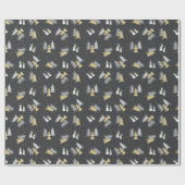 クリスマス – 雪だるま&ツリー – midnight blue ラッピングペーパー (フラット)