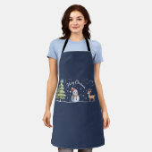 クリスマス 雪だるま トナカイ クリスマスツリー 冬 エプロン (着用した状態)