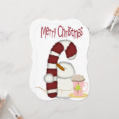クリスマス 雪だるま フラットグリーティングカード カード (正面/裏面インサイチュ)