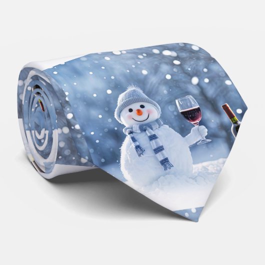 クリスマス 雪だるま ワイン 冬 ホリデー かわいい ネクタイ (ロール)
