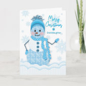 クリスマス,雪だるま,孫娘,青のシェード カード (正面)