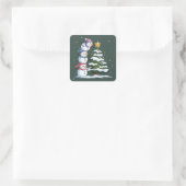 クリスマス 雪だるま 愛好者 ツリー クリスマス 冬のパーティー スクエアシール (バッグ)