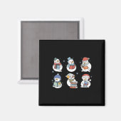 クリスマス 雪だるま 読書 本 Xmas ギフト 読書家  マグネット (正面/裏面)